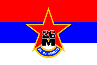 [Flag of the Frente Amplio with March 26th Movement red star]